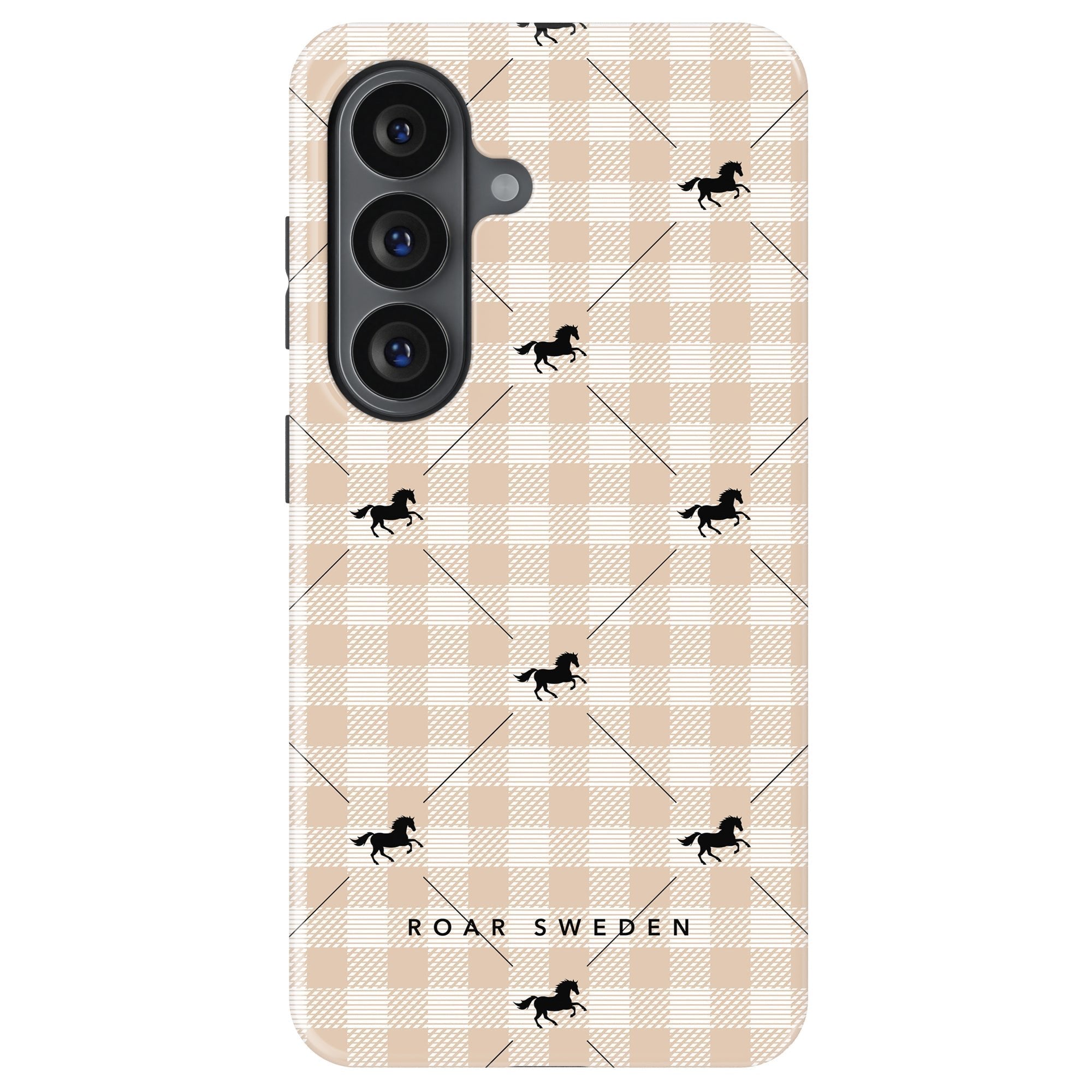 Plaid Horse Beige - Magnetic Tough Phone Case - Roar Sweden