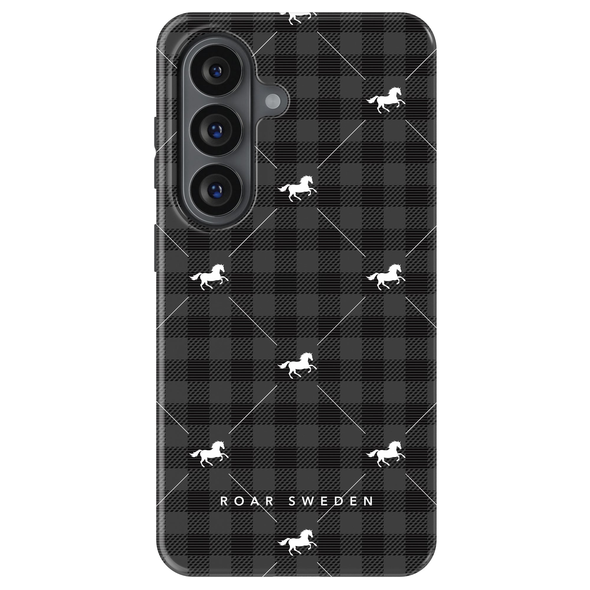 Plaid Horse Black - Magnetic Tough Phone Case - Roar Sweden