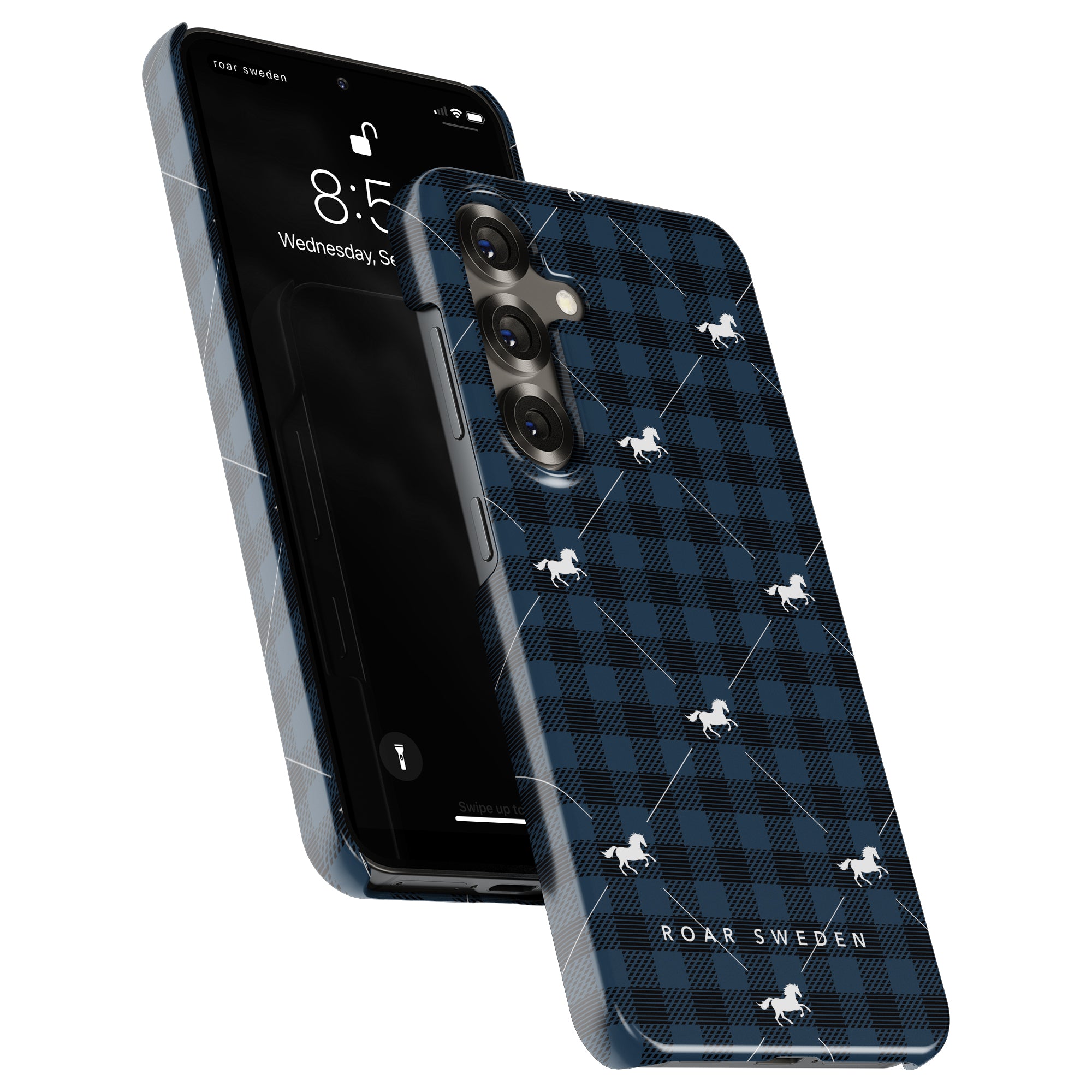Plaid Horse Blue - Slim case