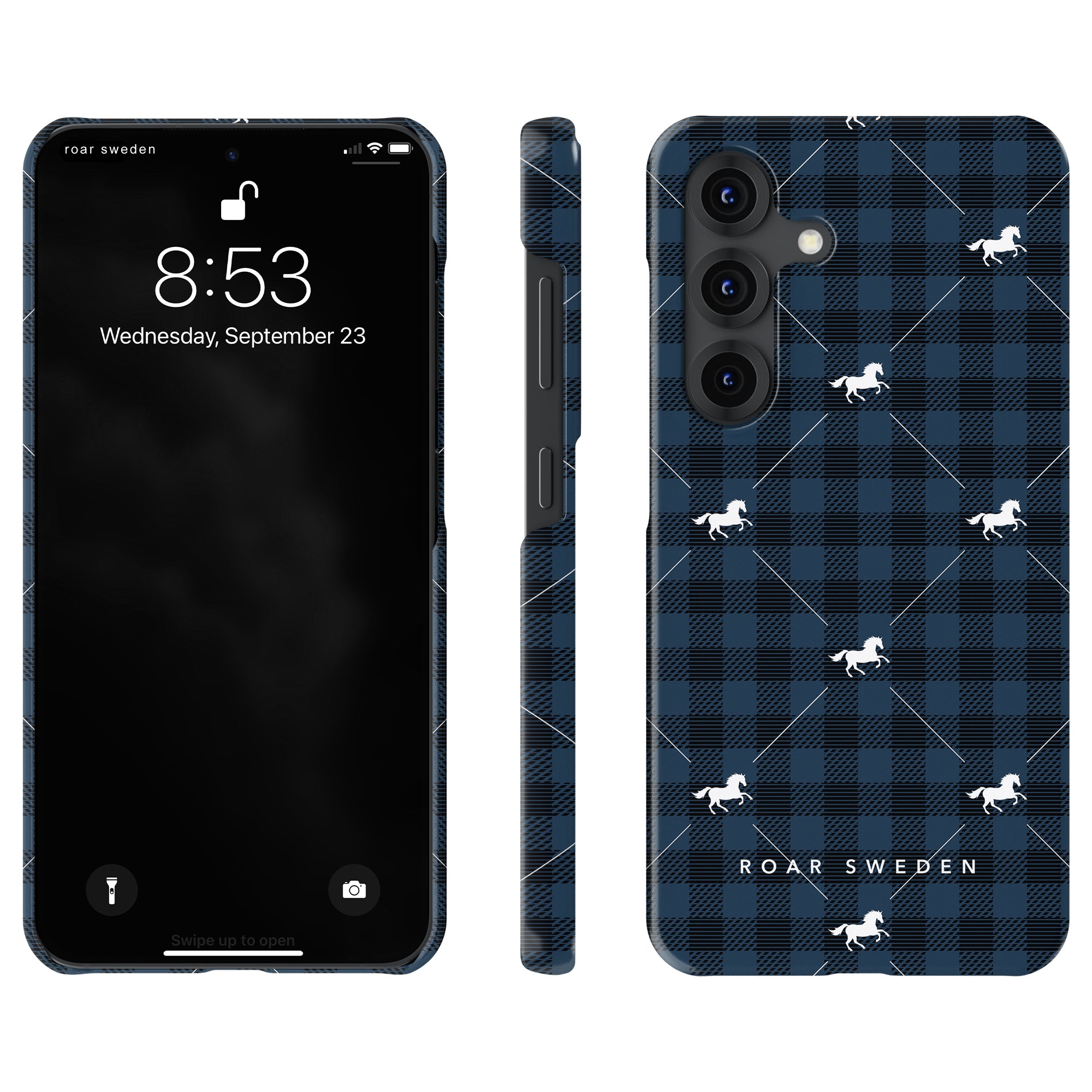 Plaid Horse Blue - Slim case