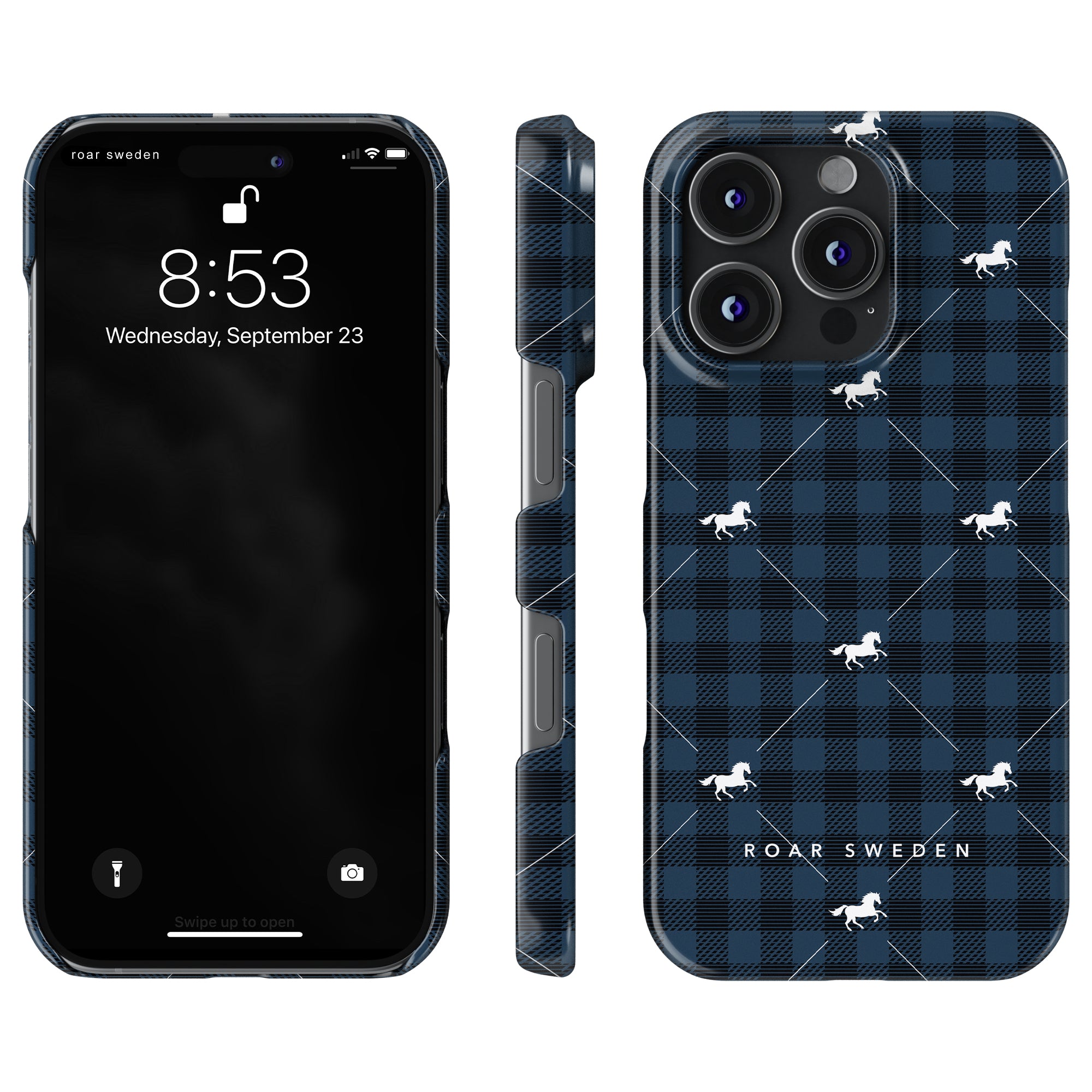 Plaid Horse Blue - Slim case