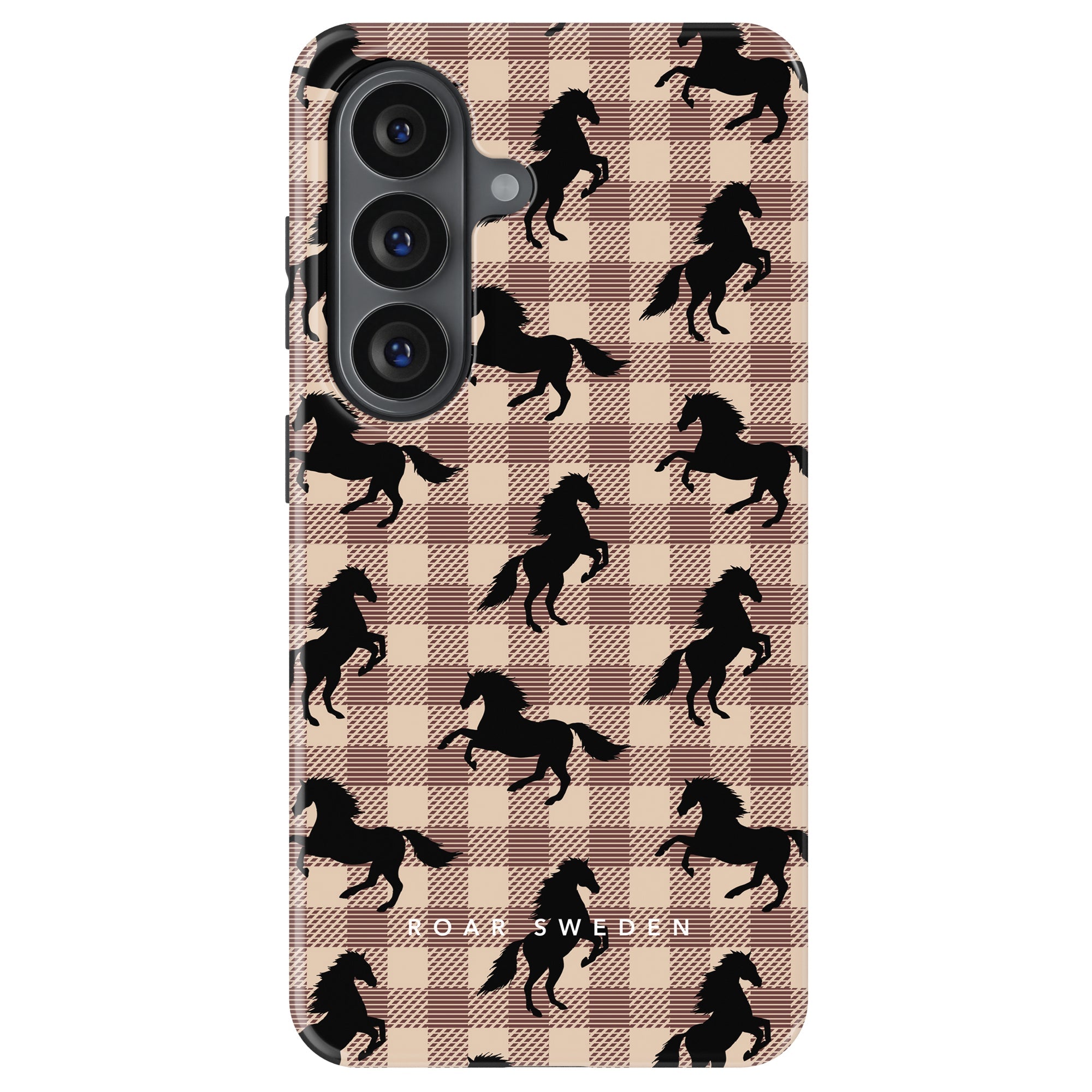 Plaid Horse Light Brown - Magnetic Tough Phone Case - Roar Sweden