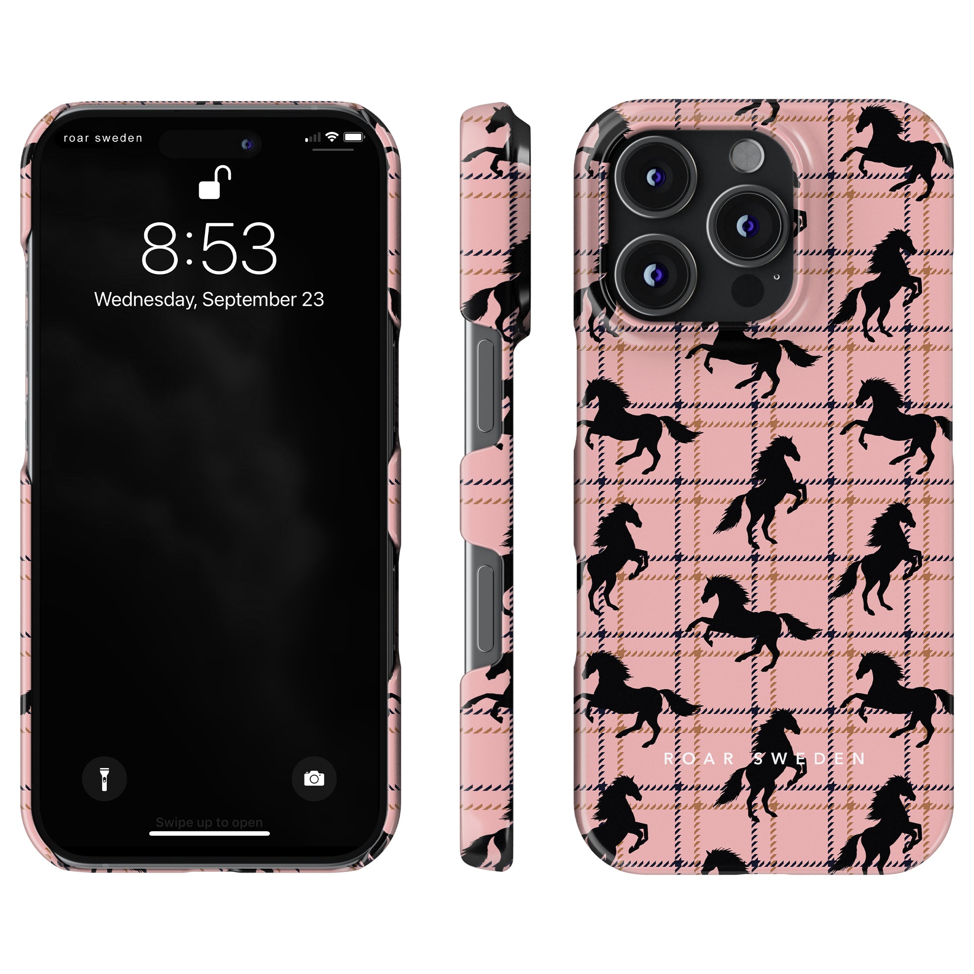 Plaid Horse Pink - Slim case - Roar Sweden