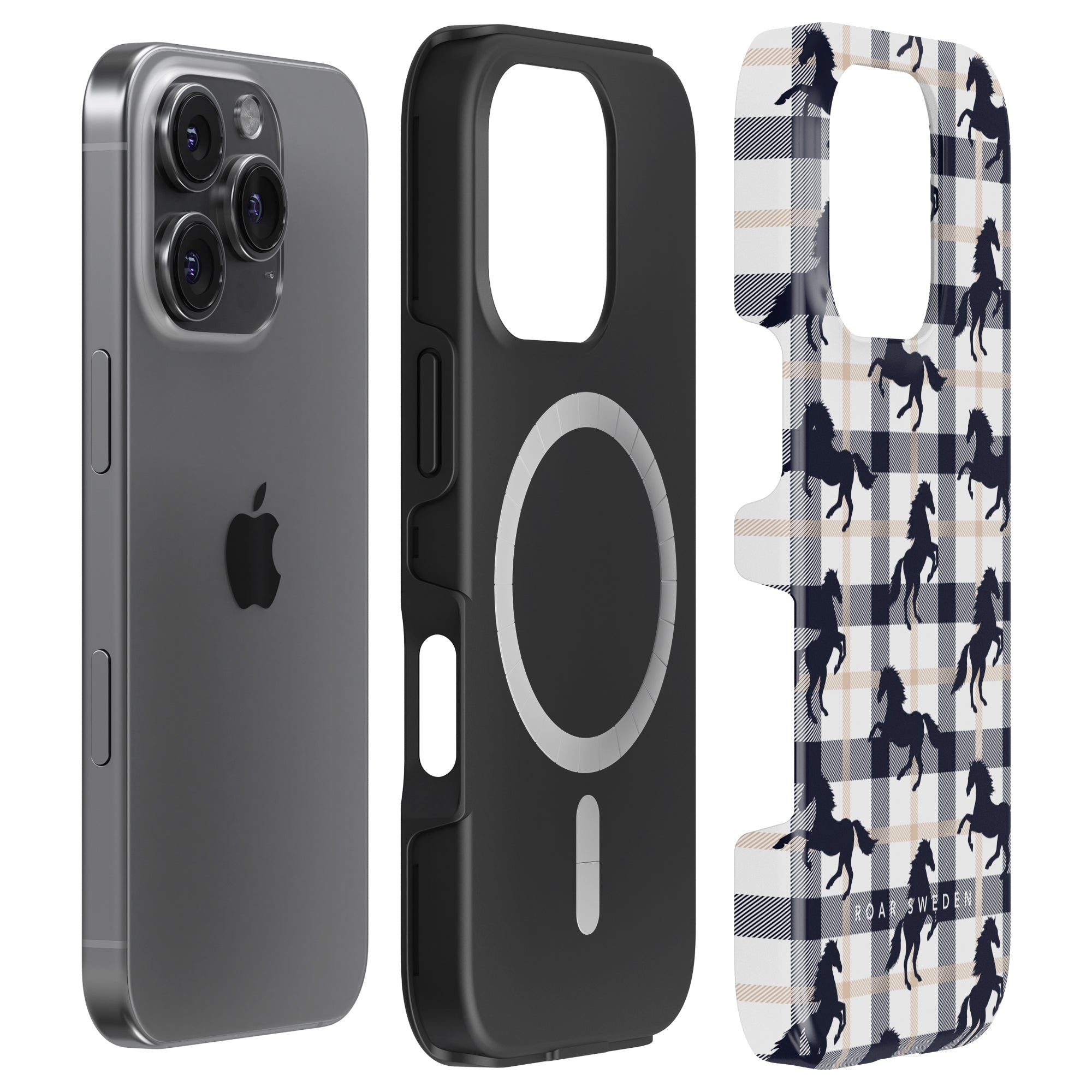 Plaid Horse White - Magsafe Tough Case - Roar Sweden