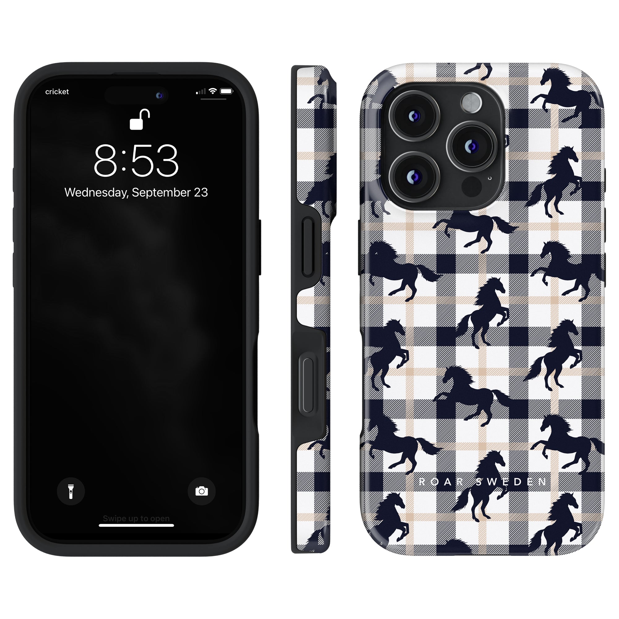 Plaid Horse White - Tough Case - Roar Sweden