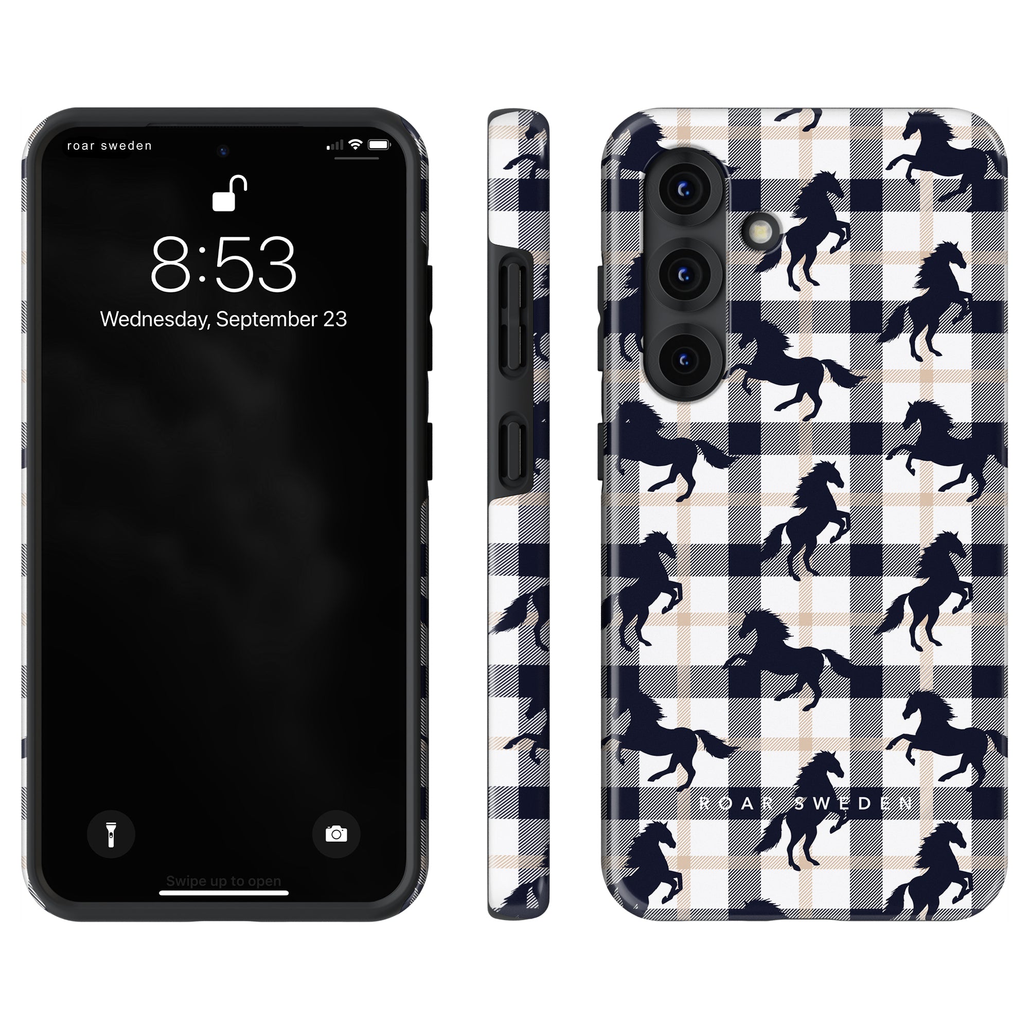 Plaid Horse White - Tough Case - Roar Sweden