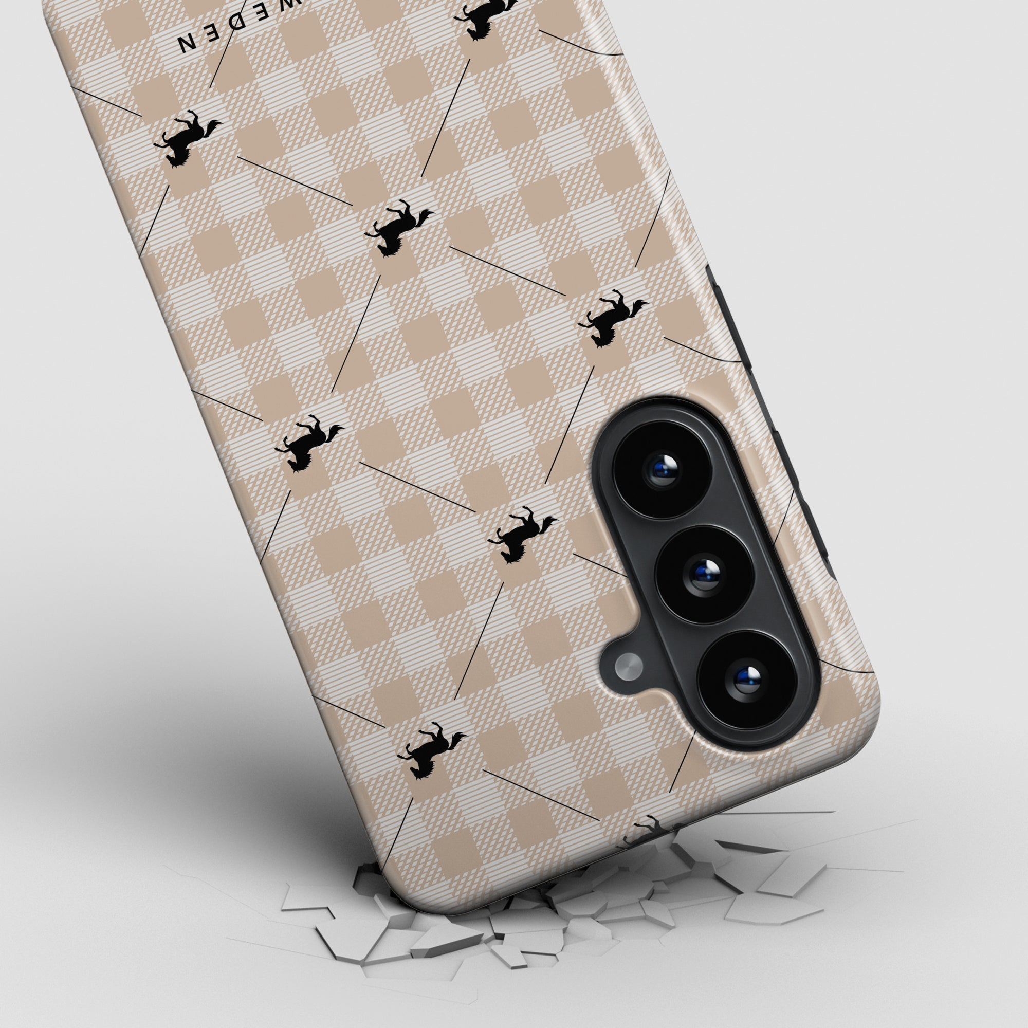 Tough mobilskal – Plaid Horse Beige