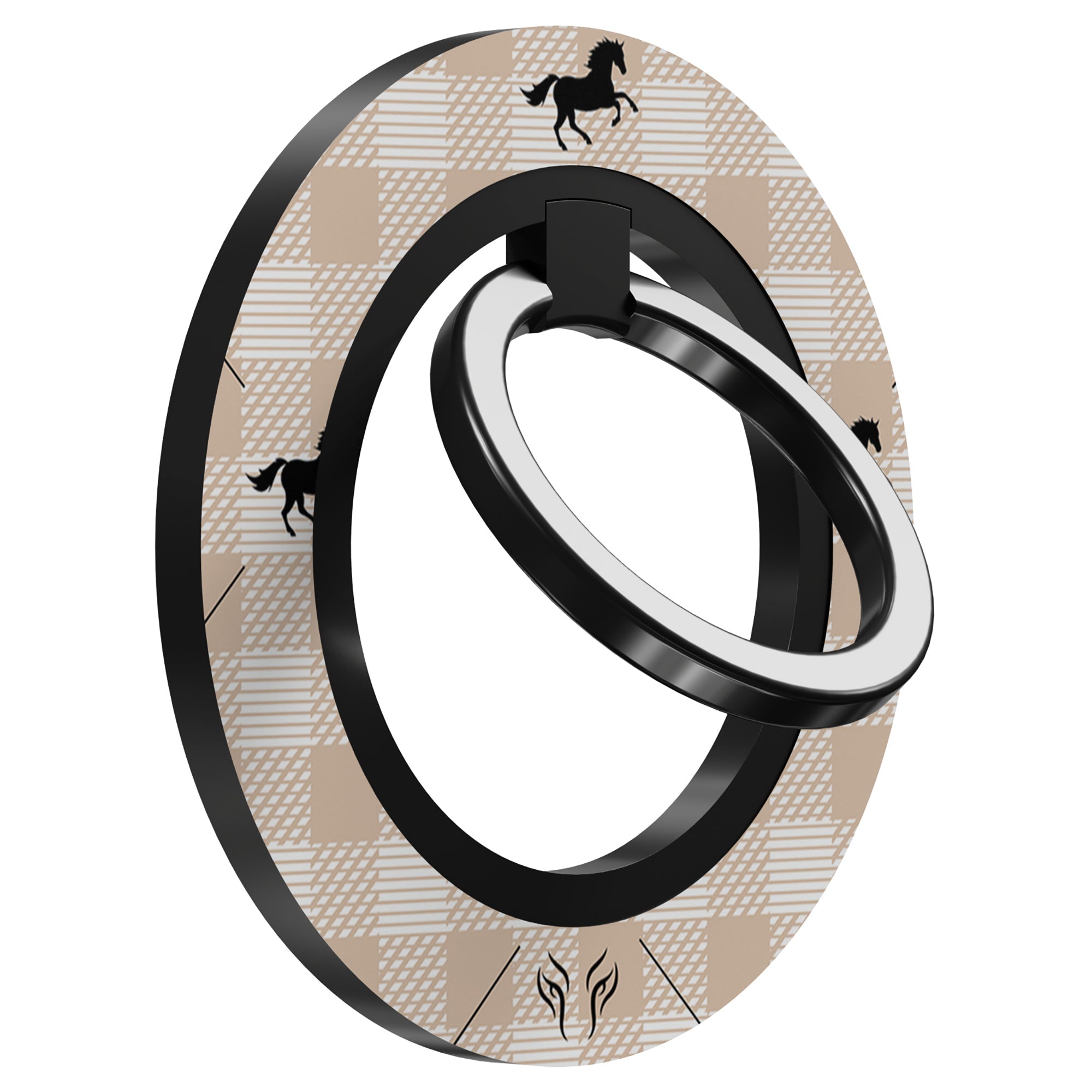 Plaid Horse Beige - Magnetring – magnetring för mobil