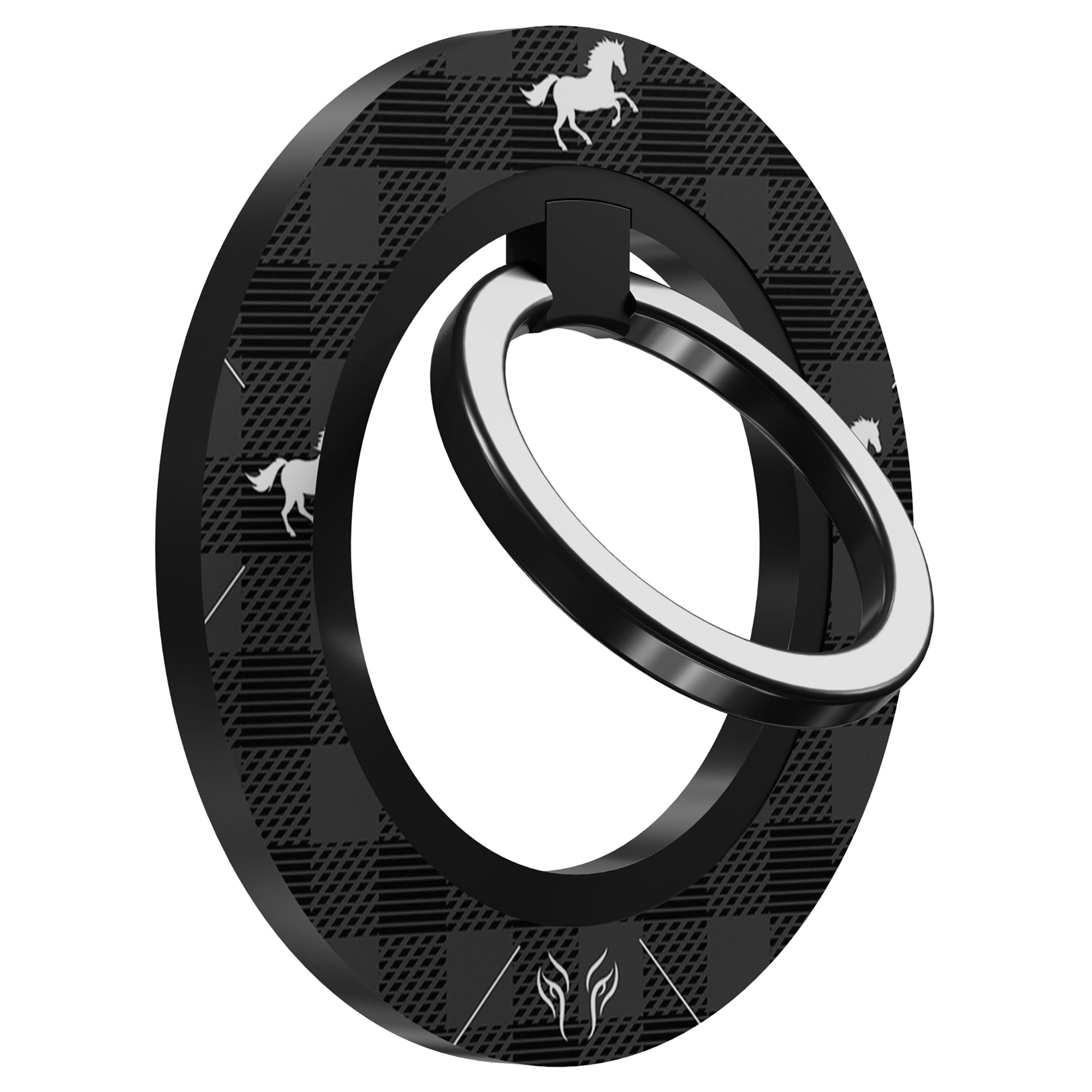 Plaid Horse Black - Magnetring – magnetring för mobil