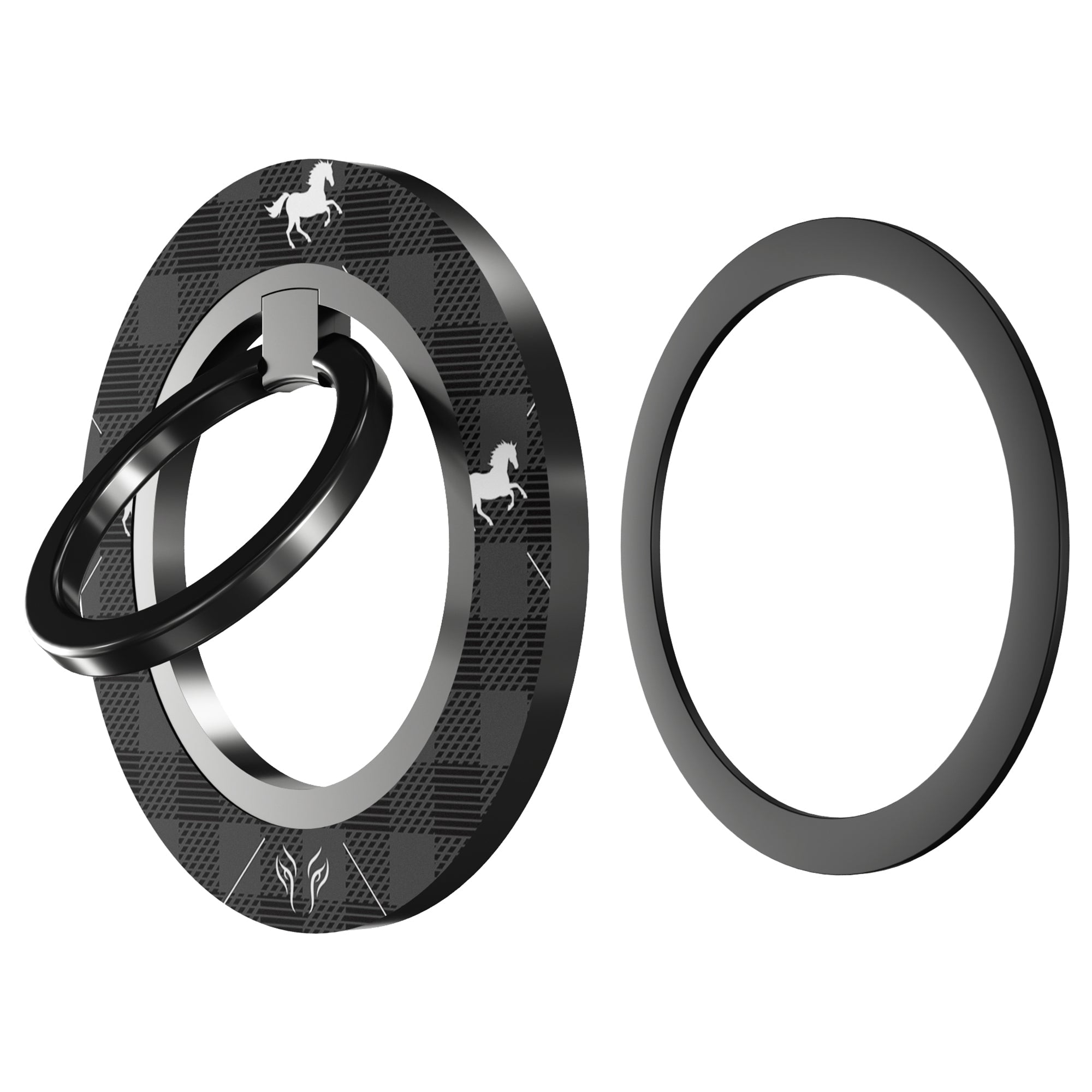 Plaid Horse Black - Magnetring – magnetring för mobil