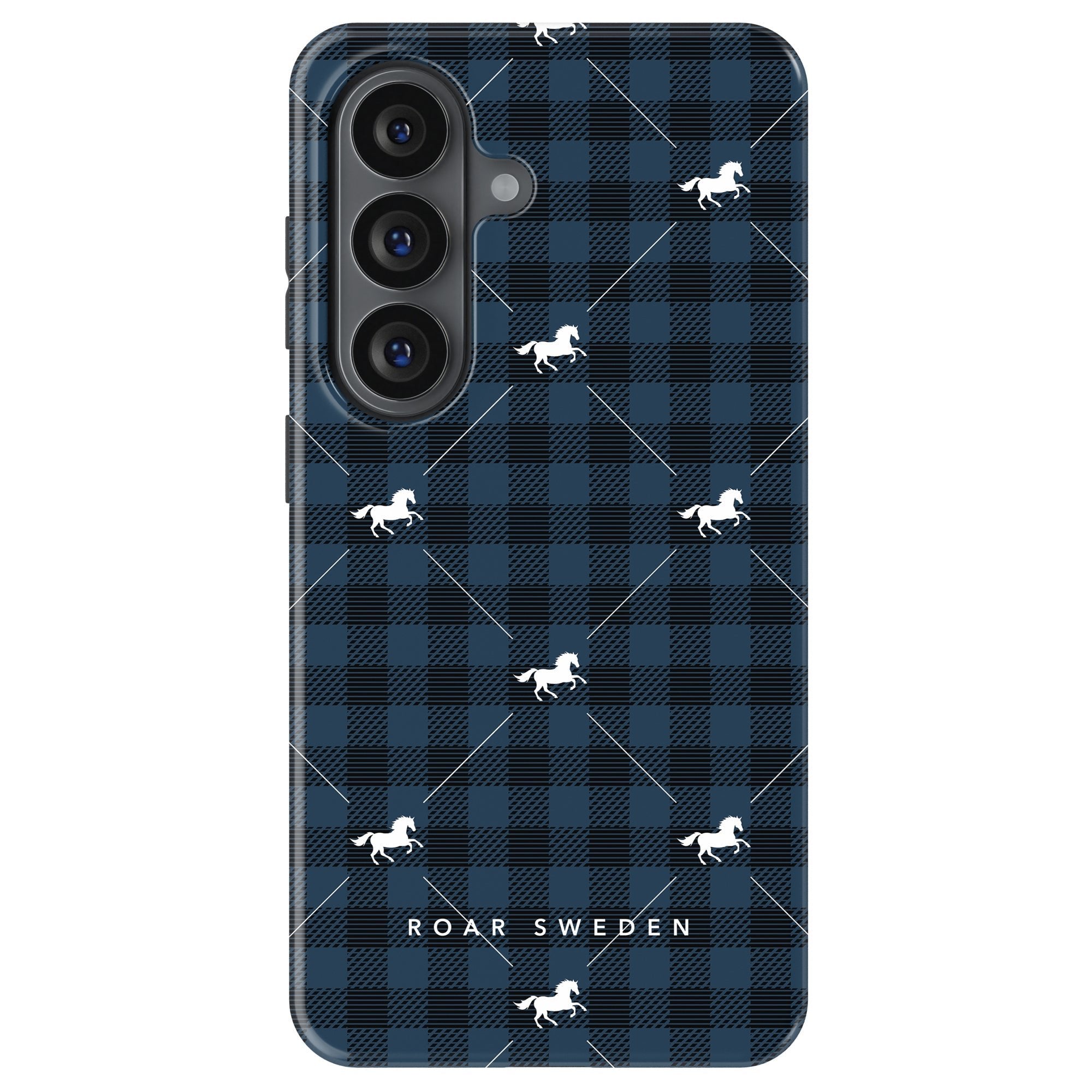Plaid Horse Blue - Magnetic Tough Phone Case - Roar Sweden