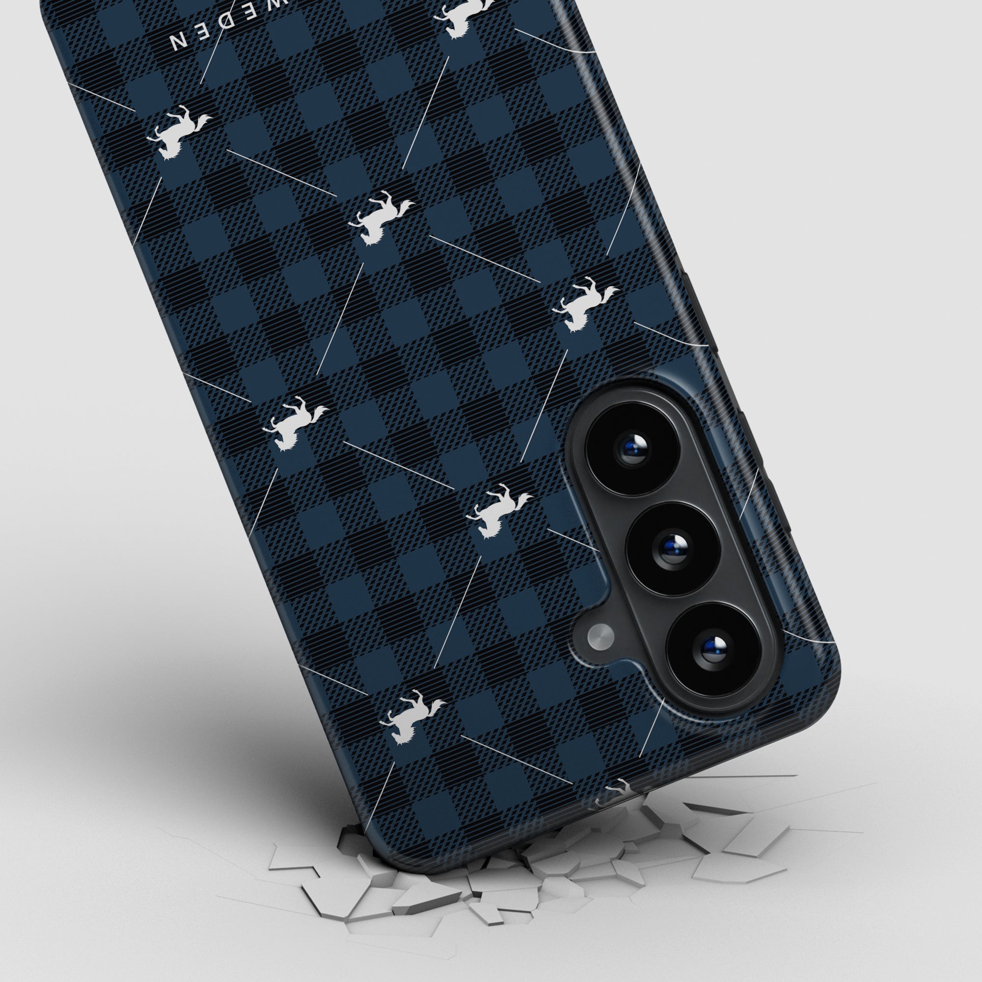 Plaid Horse Blue - Magnetic Tough Phone Case - Roar Sweden