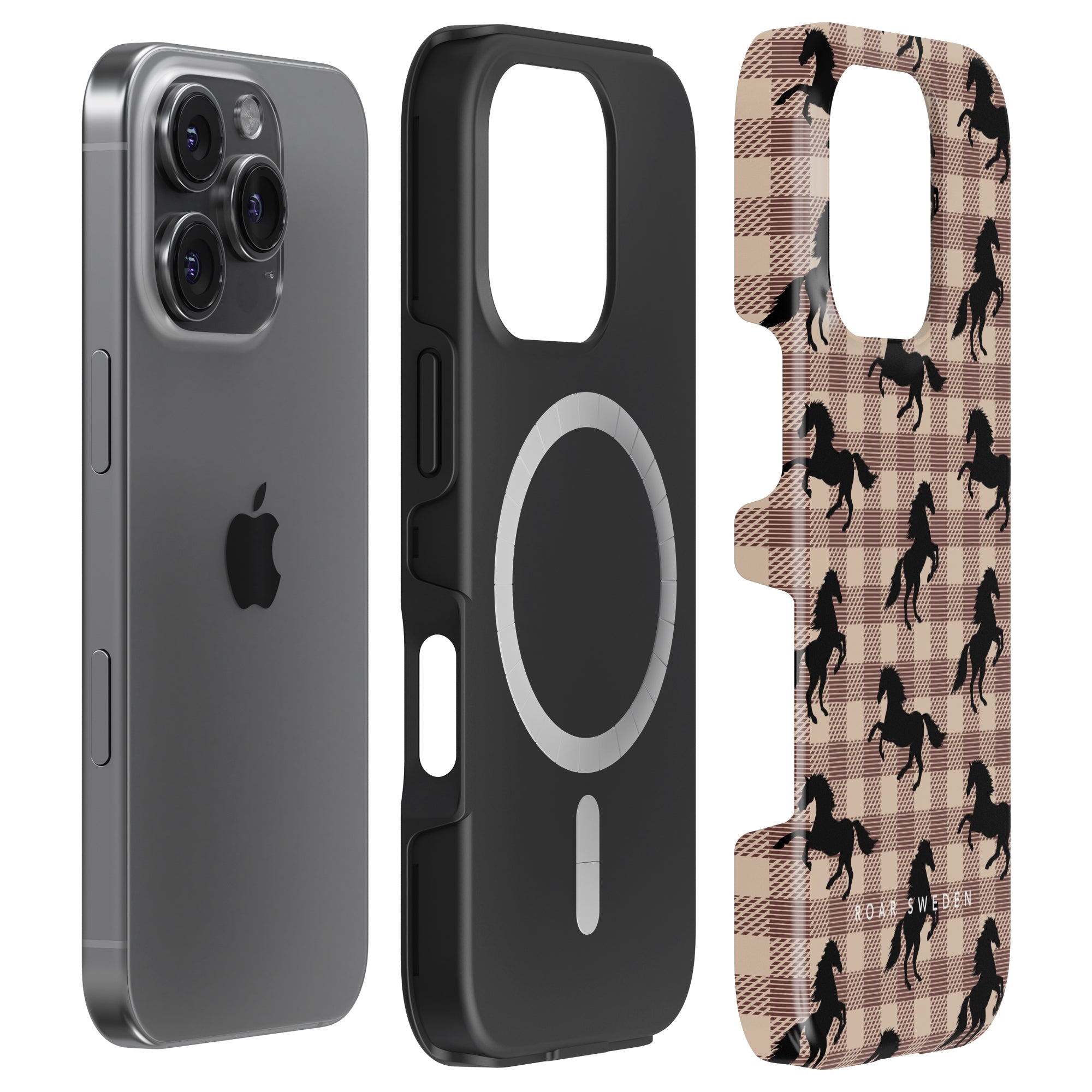 Plaid Horse Light Brown - Magsafe Tough Case - Roar Sweden