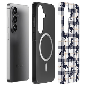 Plaid Horse White - Magnetic Tough Phone Case