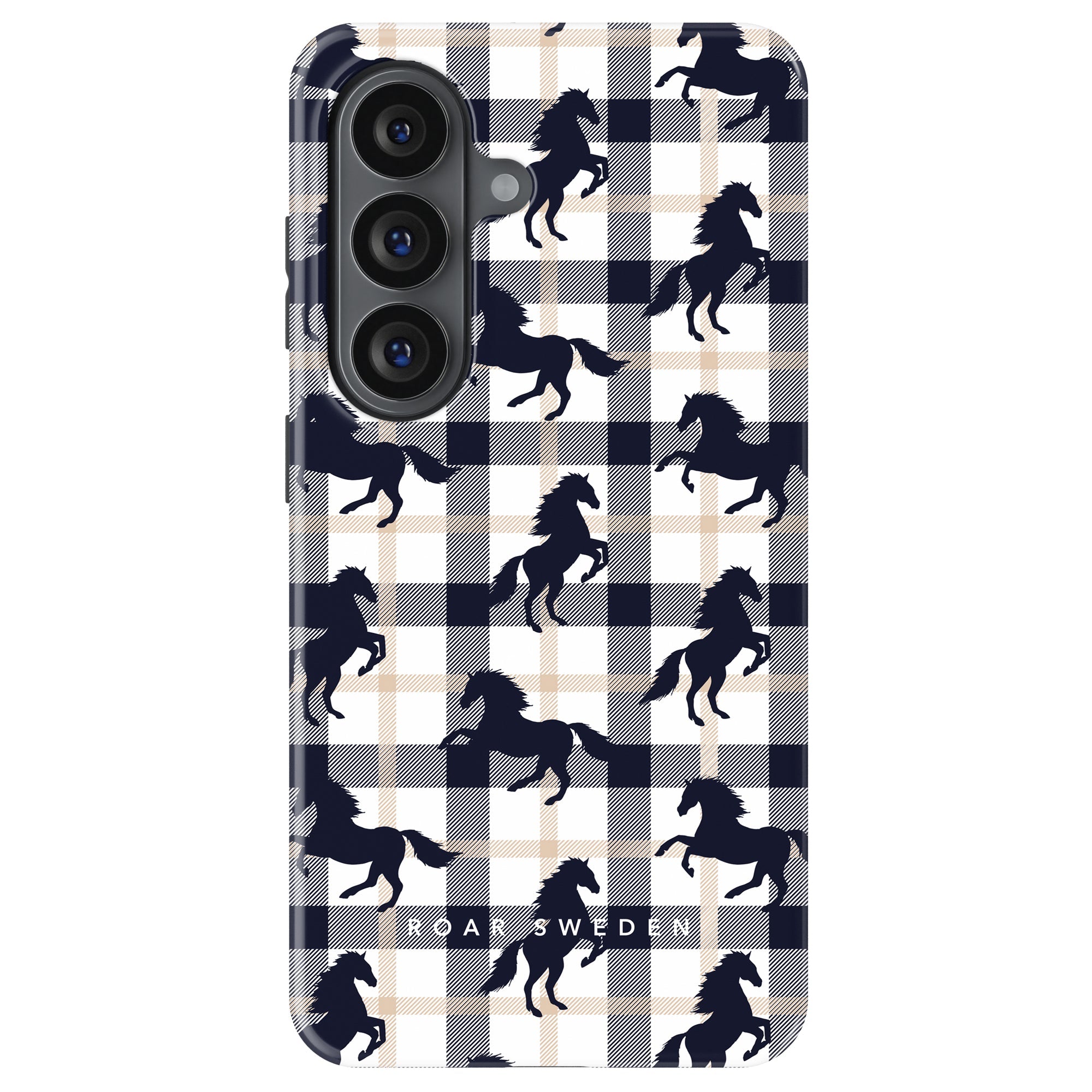 Plaid Horse White - Magnetic Tough Phone Case - Roar Sweden