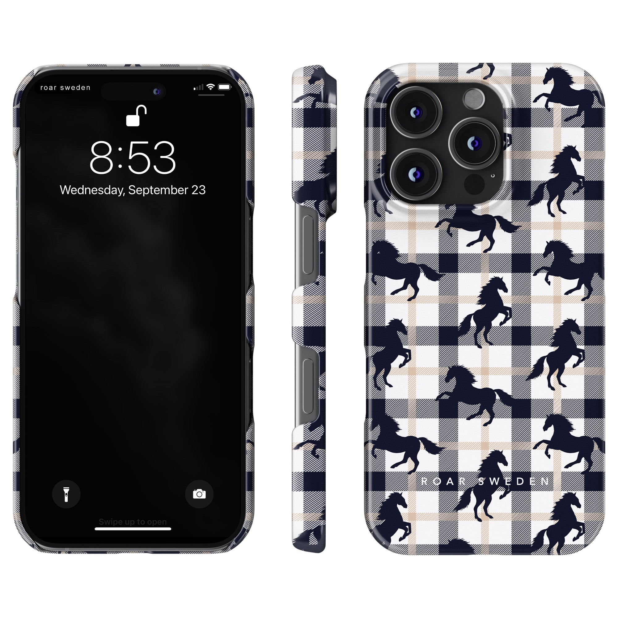 Plaid Horse White - Slim case - Roar Sweden