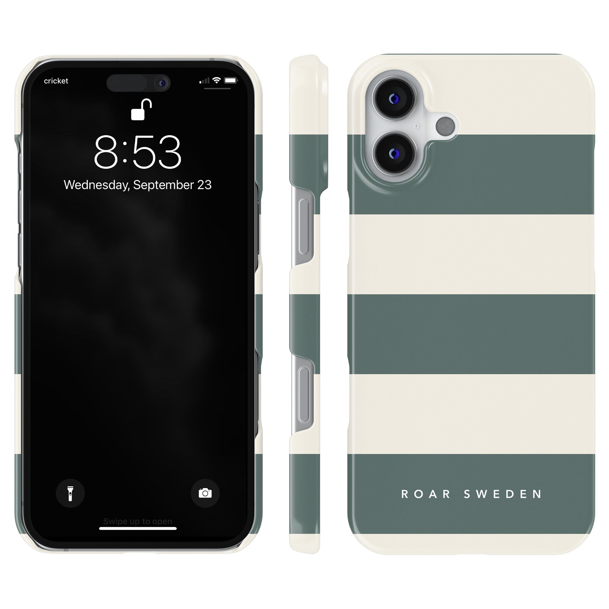 Slim mobilskal – Sage Stripes